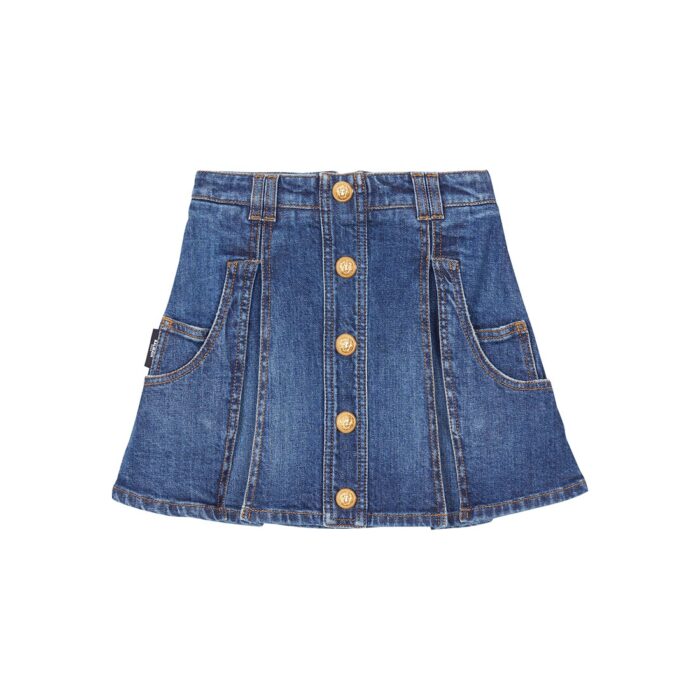 LV Women Leather Accent Denim Mini Skirt